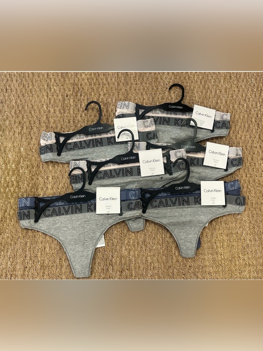 Calvin Klein Women’s Cotton-Blend Thongs with Logo Waistband